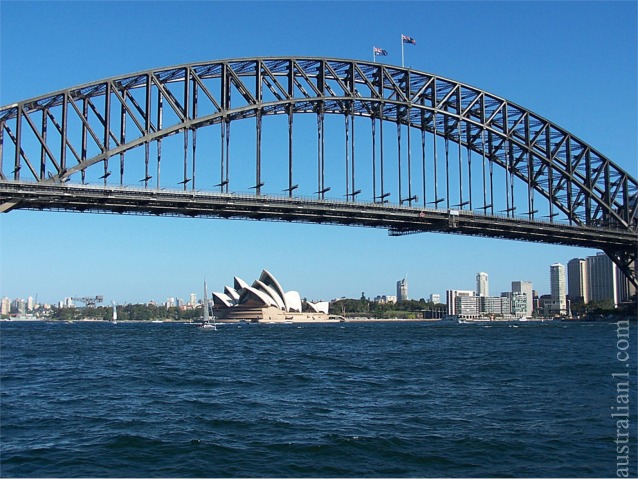 The Sydney Harbour Bridge with the Sydney Opera House in the background